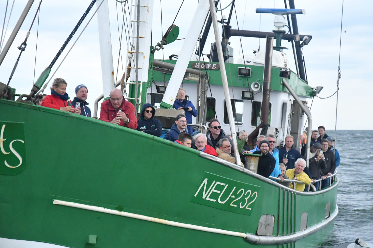 Grüner Krabbenkutter auf der Nordsee