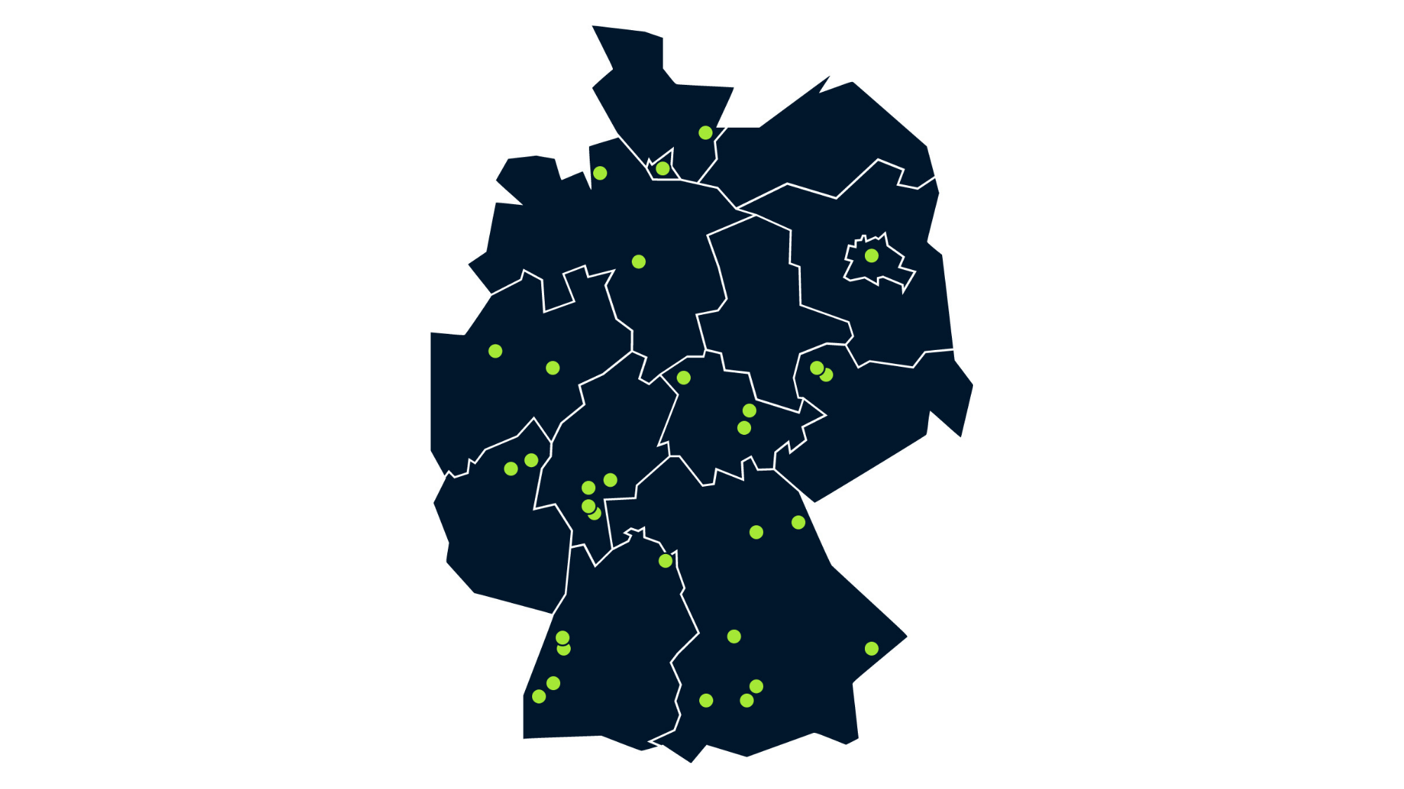 Grafik: Deutschlandkarte mit eingezeichneten Kompetenzzentren