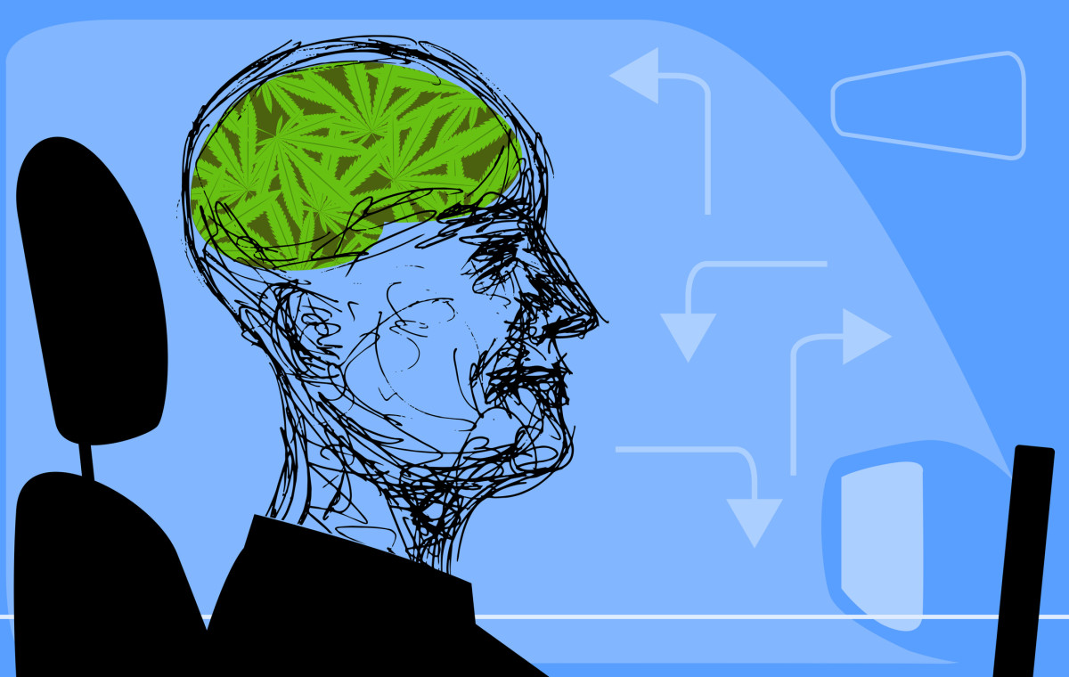 Autofahrer mit grünem Gehirn