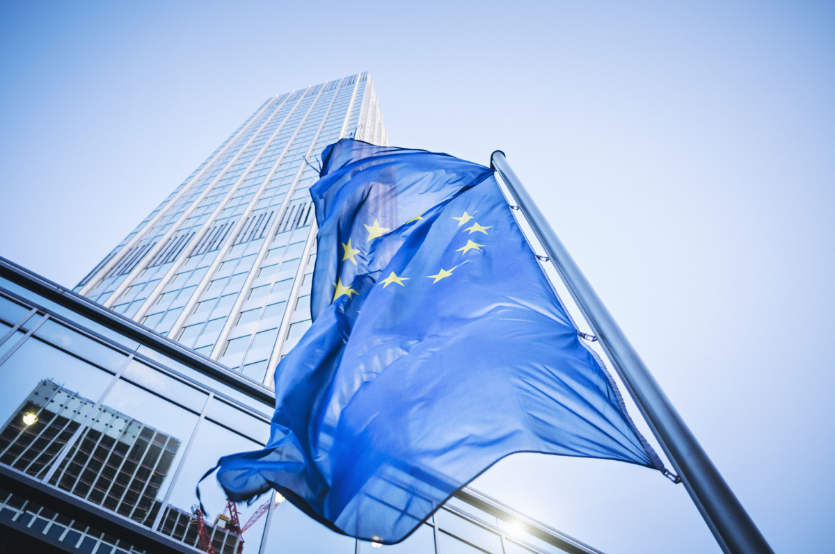 Blick auf den Eurotower in Frankfurt