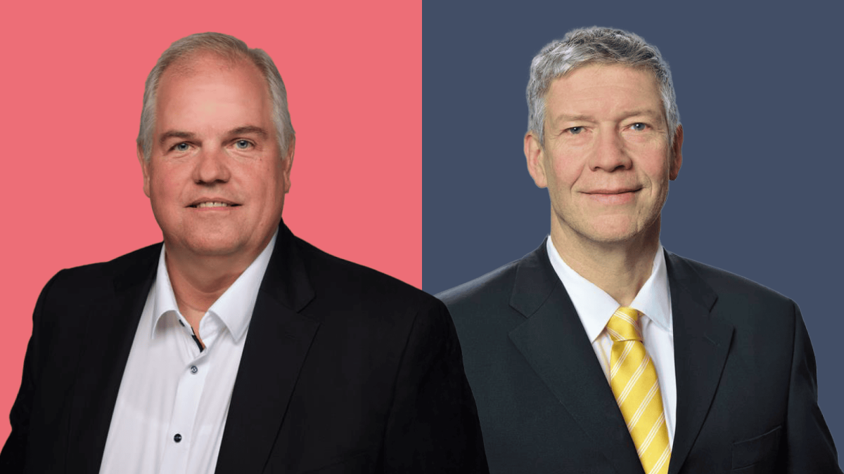 Infinma-Chef Marc Glissmann und Peter Flöge, Experte für Altersvorsorge bei der Hannoversche Lebensversicherung AG