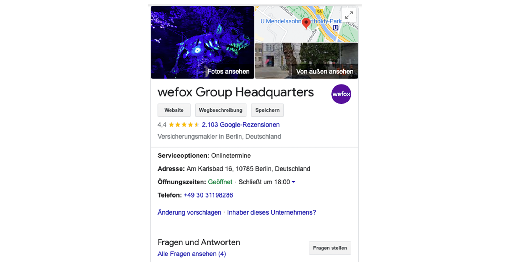 wefox Bewertungen wefox Groupo Headquarters