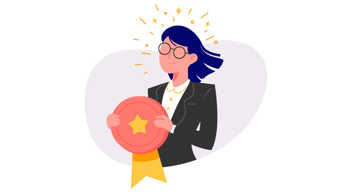 Business-Frau mit Siegel