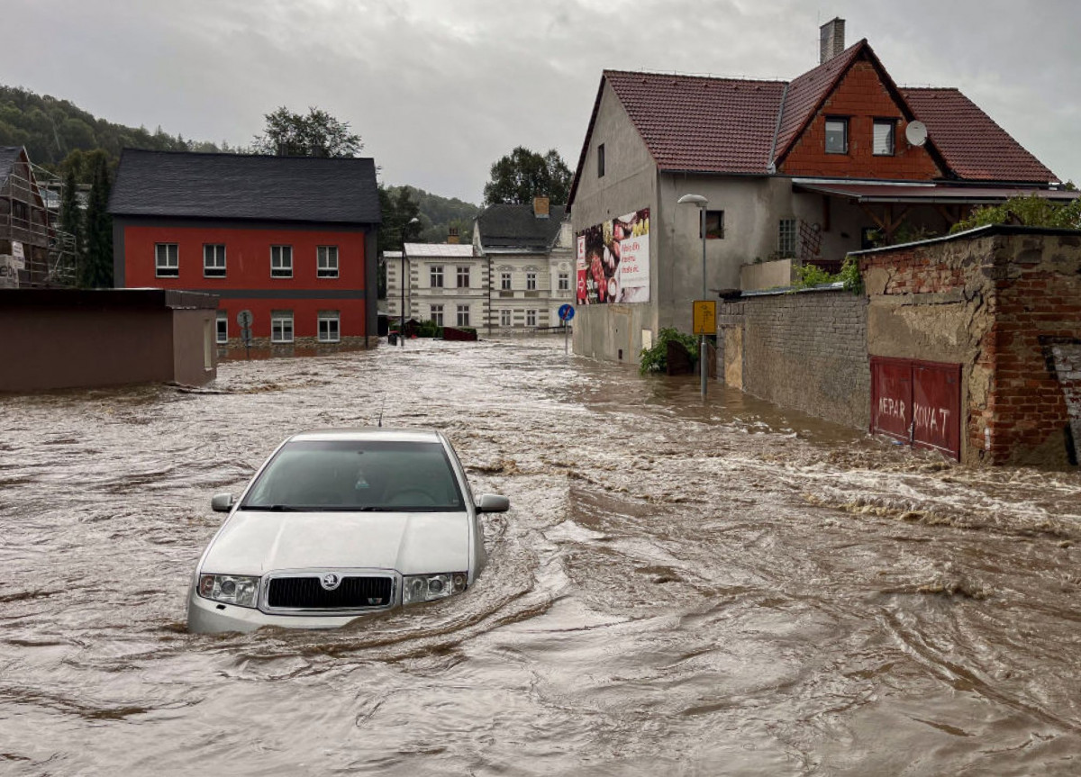 Überflutete Straßen im tschechischen Jesenik