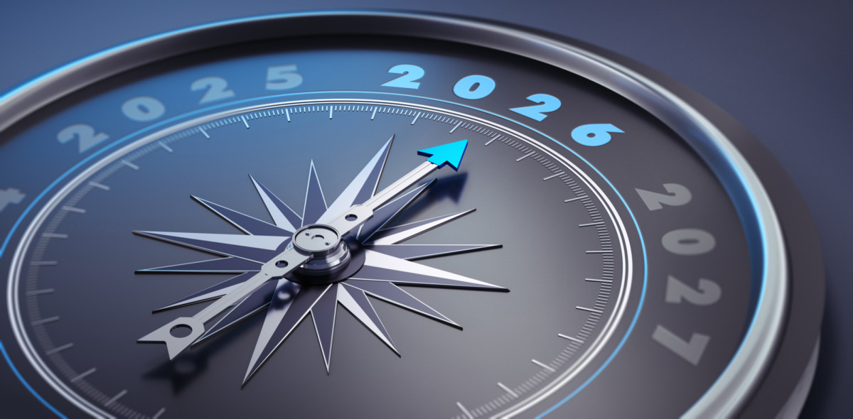 Dunkler stylischer Kompass 2026