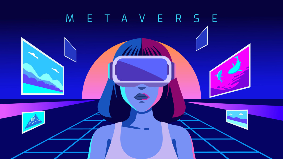 Frau im Metaverse