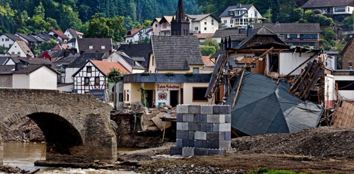 Zerstörte Häuser im Ahrtal