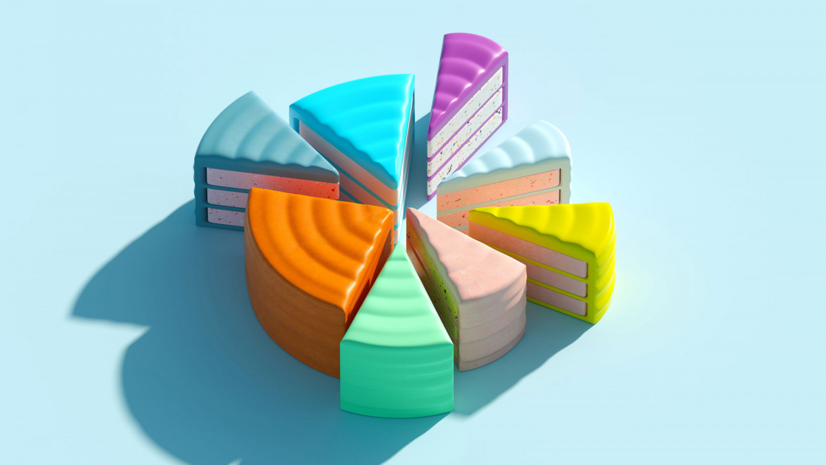 In Stücke geschnittener Kuchen