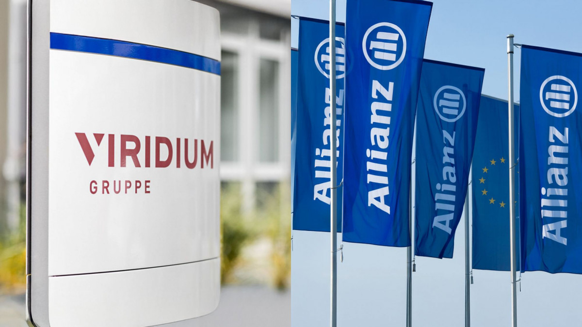 Viridium-Logo neben Allianz-Flaggen