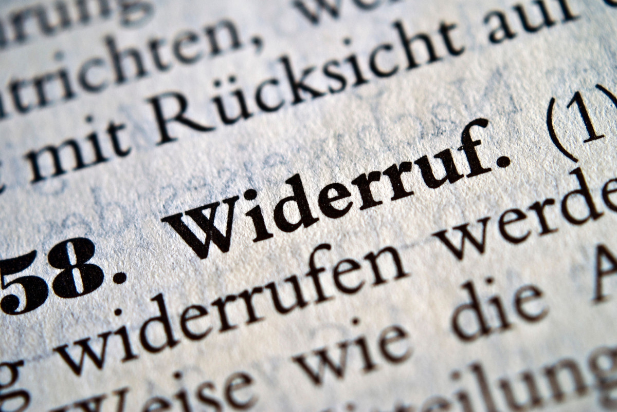 Widerruf gedruckt auf Papier