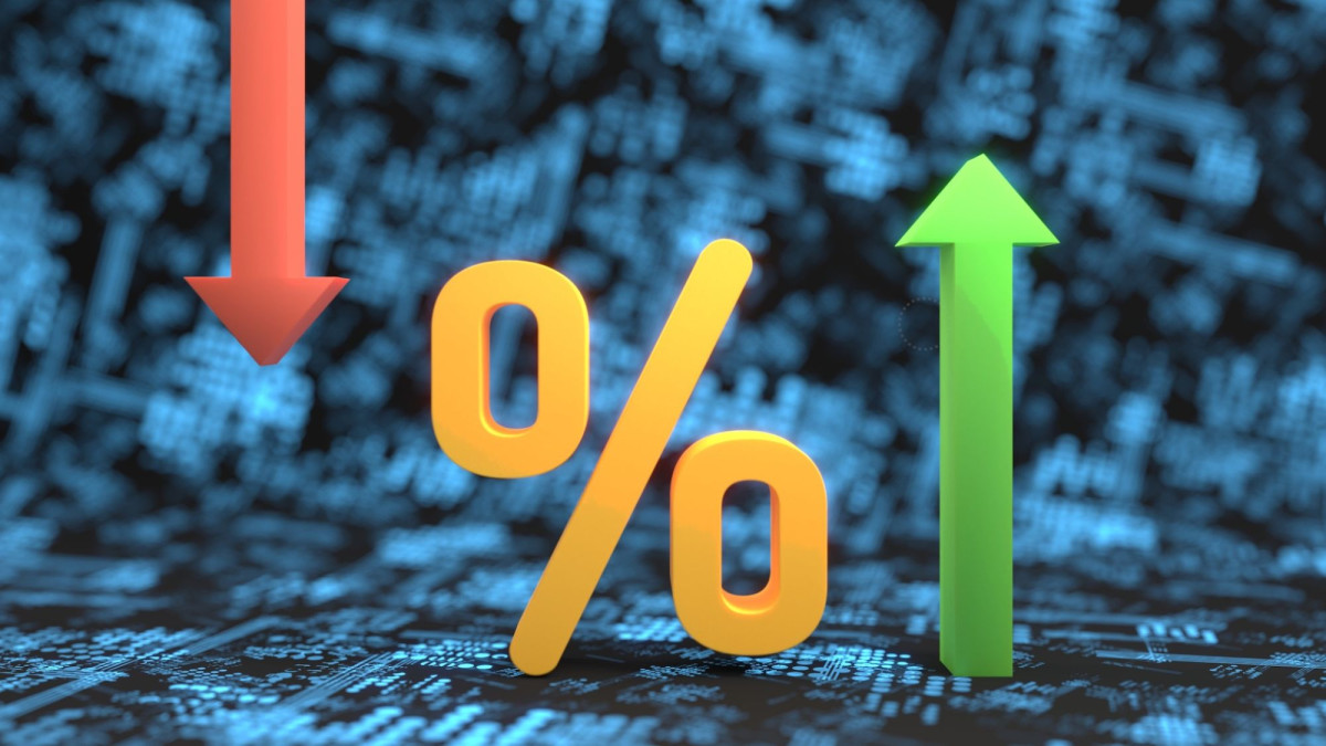 Prozentzeichen mit zwei Pfeilen nach oben und unten daneben